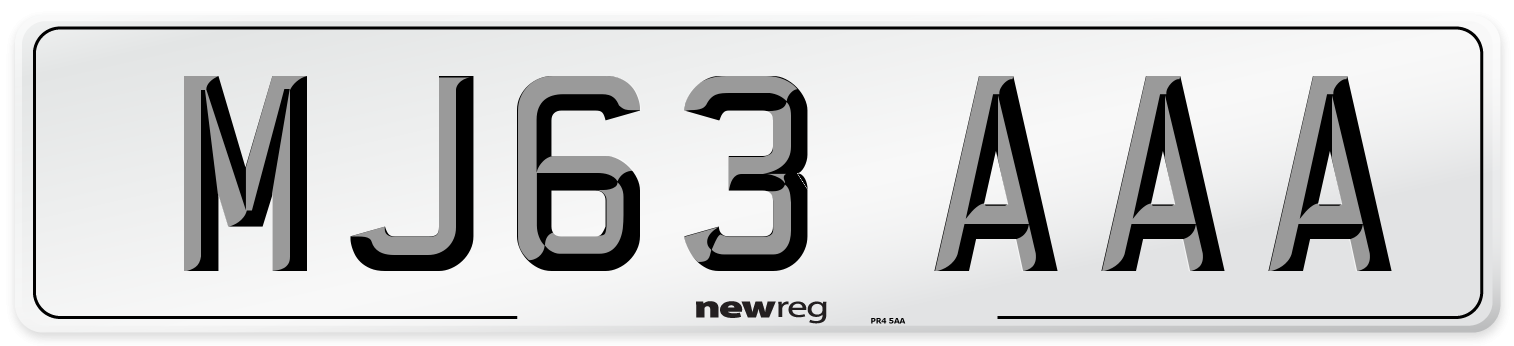 MJ63 AAA Number Plate from New Reg